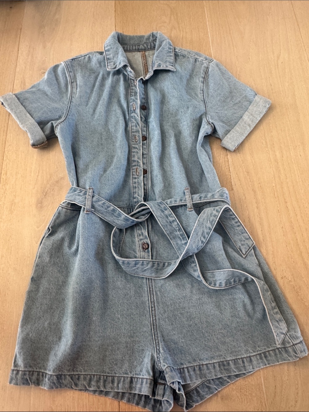 Billabong Light Blue Denim Romper Shorts